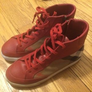 BURBERRY RED HIGH TOPS